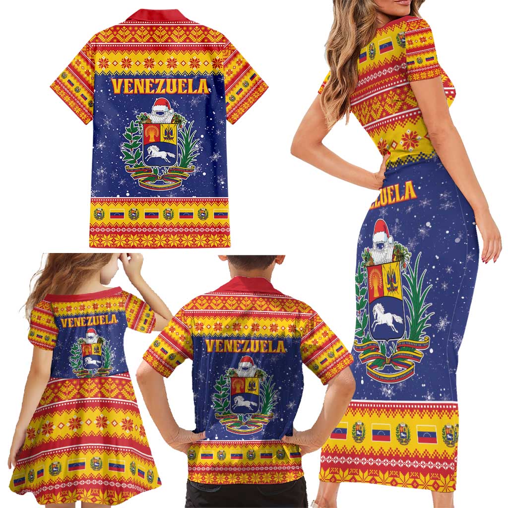 Venezuela Christmas Family Matching Short Sleeve Bodycon Dress and Hawaiian Shirt Hallaca Season - Wonder Print Shop