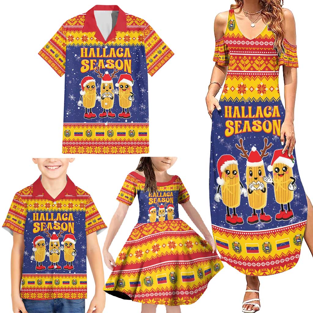 Venezuela Christmas Family Matching Summer Maxi Dress and Hawaiian Shirt Hallaca Season - Wonder Print Shop