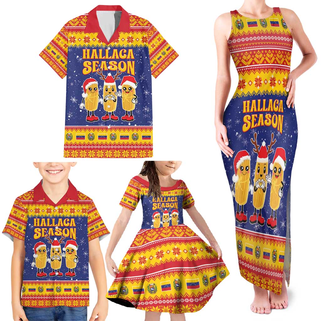 Venezuela Christmas Family Matching Tank Maxi Dress and Hawaiian Shirt Hallaca Season - Wonder Print Shop