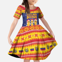 Venezuela Christmas Kid Short Sleeve Dress Hallaca Season - Wonder Print Shop