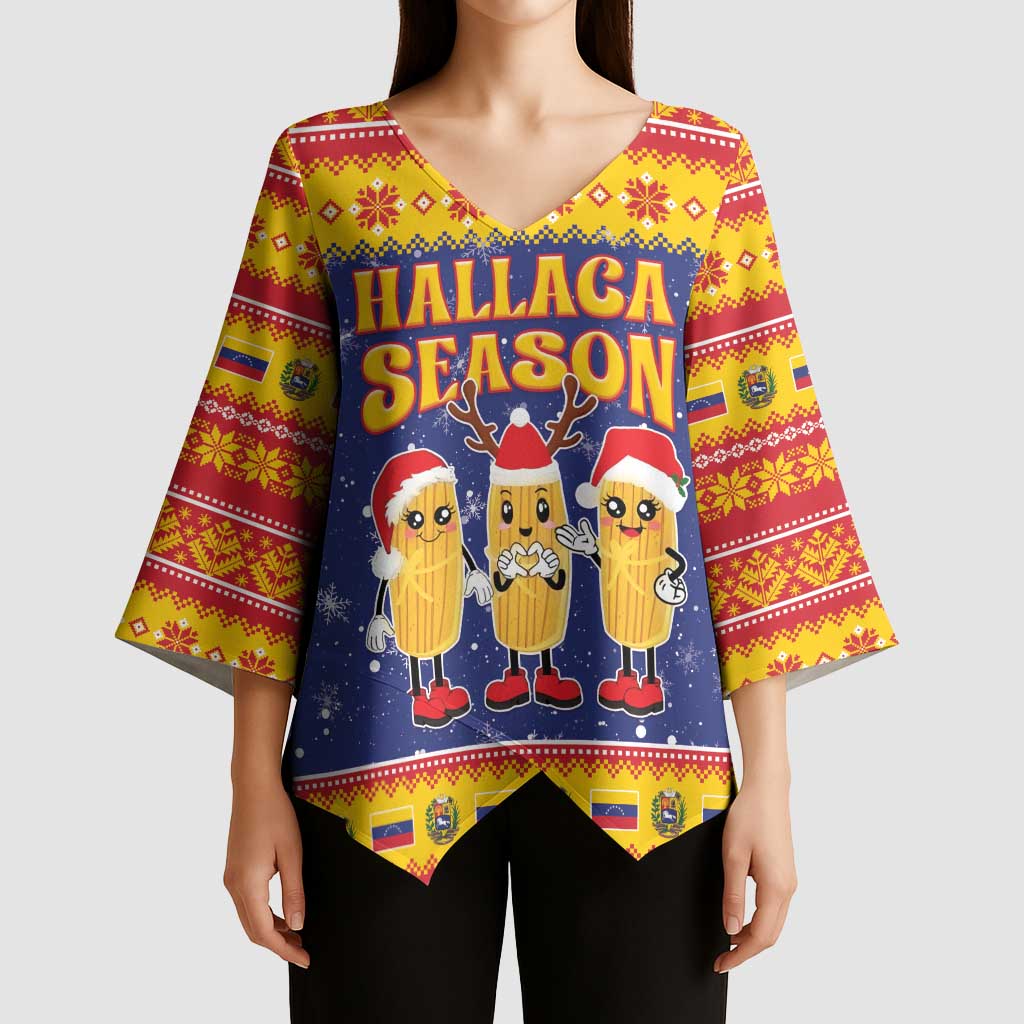 Venezuela Christmas Kimono Sleeve Blouse Hallaca Season - Wonder Print Shop