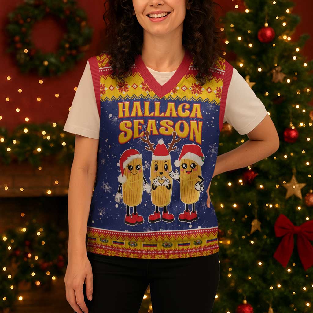 Venezuela Christmas Knitted V-Neck Vest Hallaca Season - Wonder Print Shop
