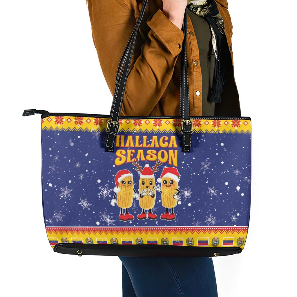 Venezuela Christmas Leather Tote Bag Hallaca Season - Wonder Print Shop