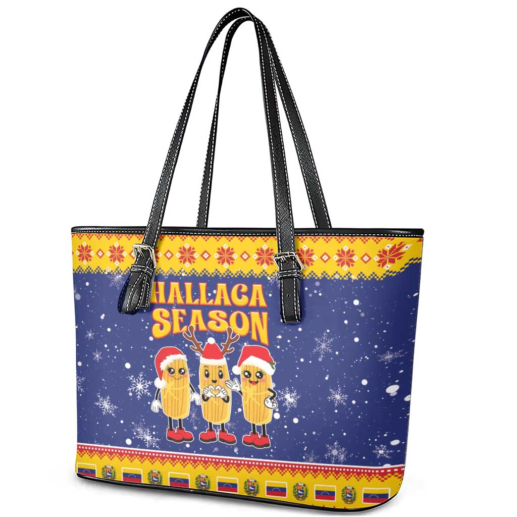 Venezuela Christmas Leather Tote Bag Hallaca Season - Wonder Print Shop