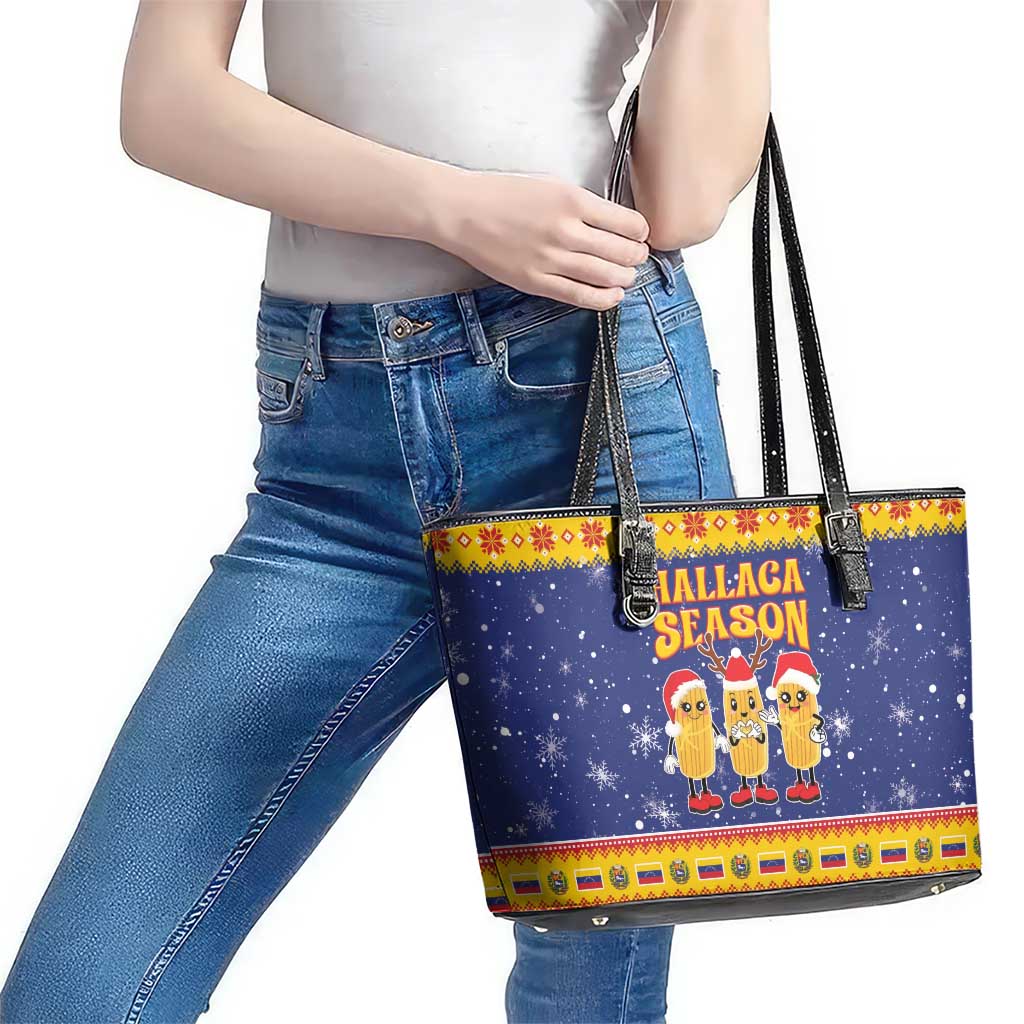 Venezuela Christmas Leather Tote Bag Hallaca Season - Wonder Print Shop