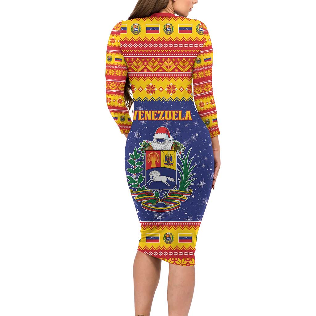 Venezuela Christmas Long Sleeve Bodycon Dress Hallaca Season - Wonder Print Shop