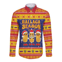 Venezuela Christmas Long Sleeve Button Shirt Hallaca Season - Wonder Print Shop