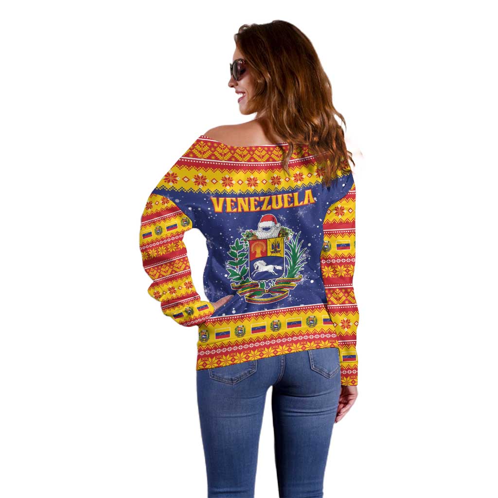 Venezuela Christmas Off Shoulder Sweater Hallaca Season - Wonder Print Shop