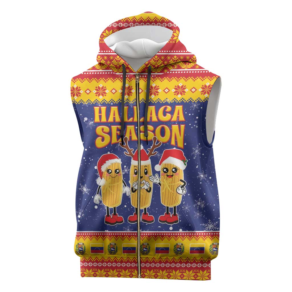 Venezuela Christmas Sleeveless Zip Hoodie Hallaca Season - Wonder Print Shop