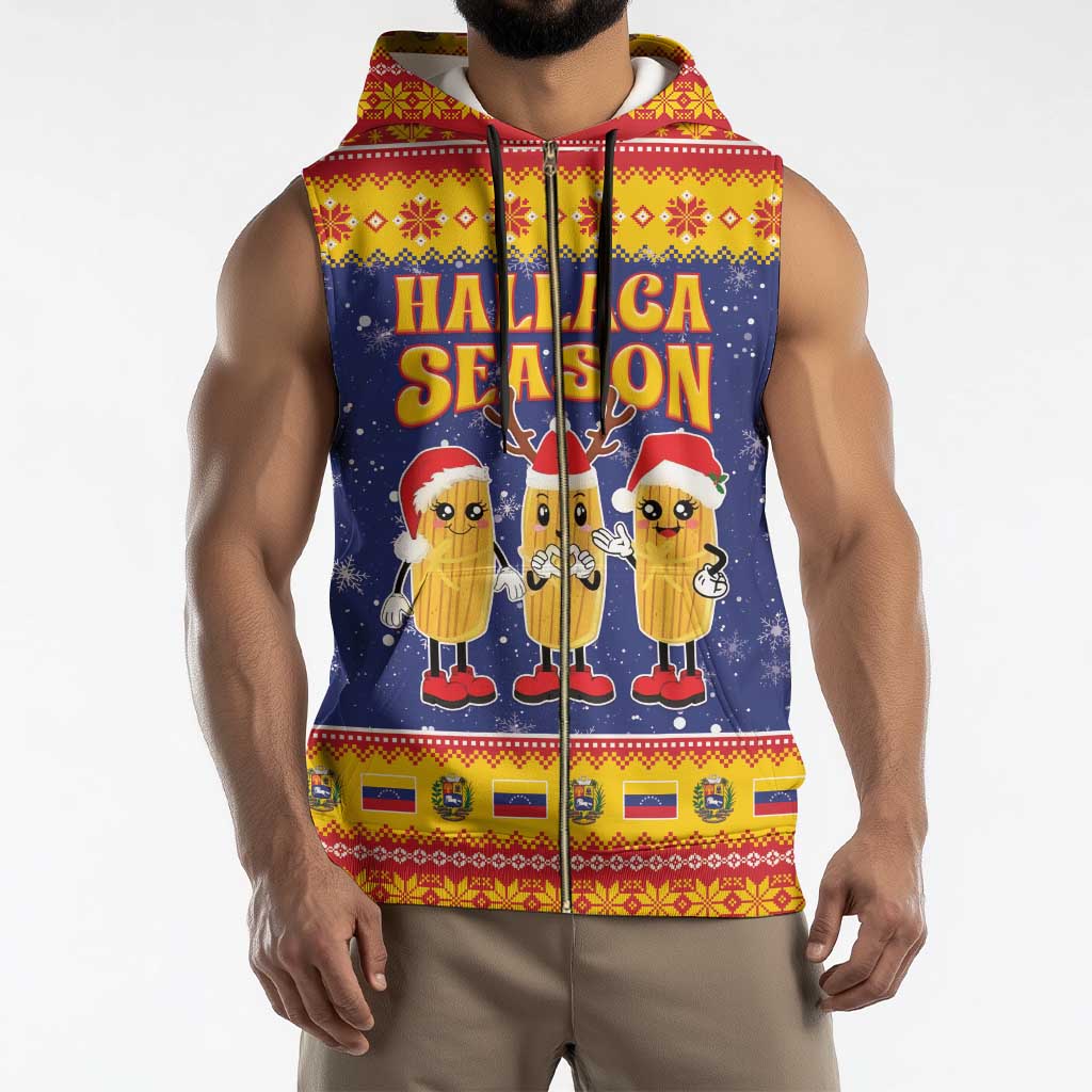 Venezuela Christmas Sleeveless Zip Hoodie Hallaca Season - Wonder Print Shop