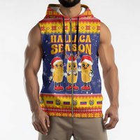 Venezuela Christmas Sleeveless Zip Hoodie Hallaca Season - Wonder Print Shop