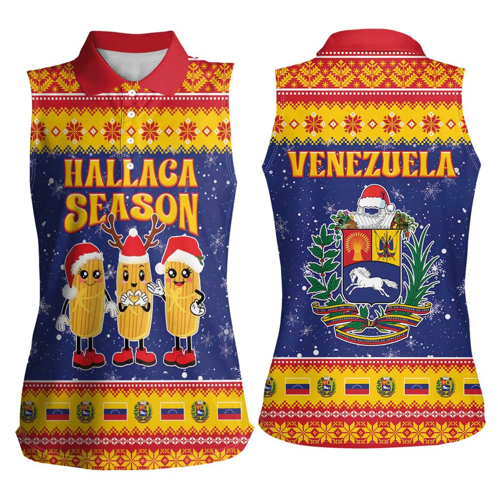 Venezuela Christmas Women Sleeveless Polo Shirt Hallaca Season - Wonder Print Shop