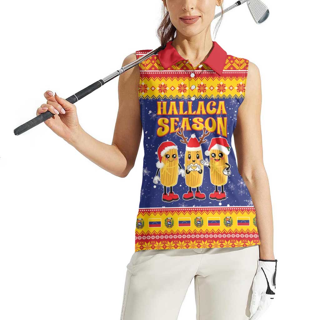Venezuela Christmas Women Sleeveless Polo Shirt Hallaca Season - Wonder Print Shop