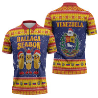 Venezuela Christmas Zipper Polo Shirt Hallaca Season - Wonder Print Shop