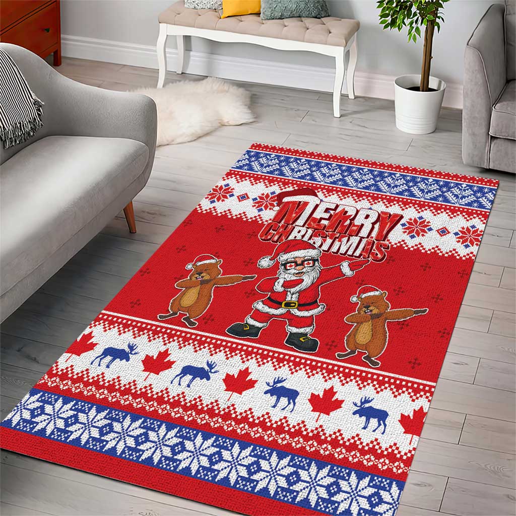 Canada Christmas Area Rug Dabbing Santa Groundhog Funny Style LT05 - Wonder Print Shop