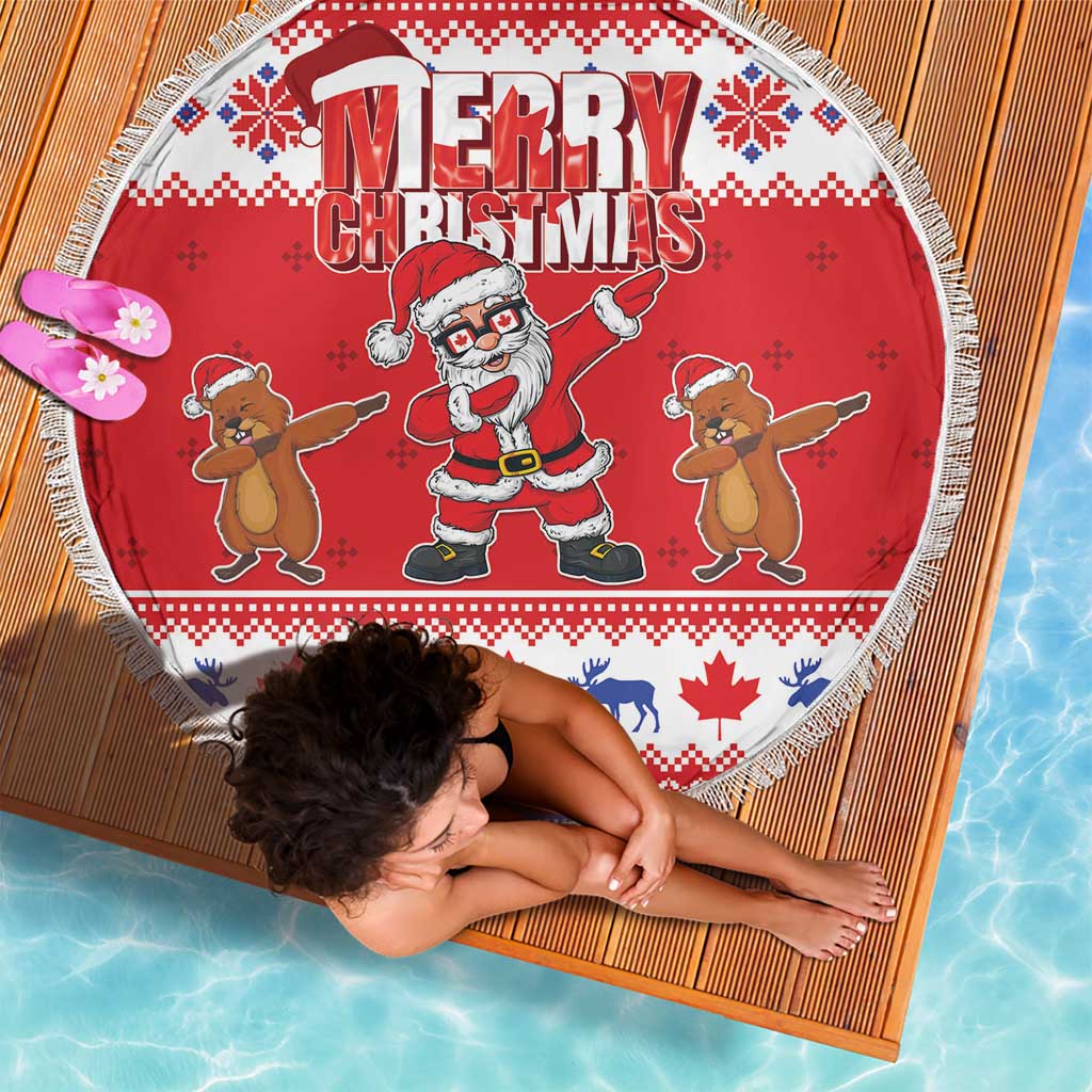 Canada Christmas Beach Blanket Dabbing Santa Groundhog Funny Style LT05 - Wonder Print Shop