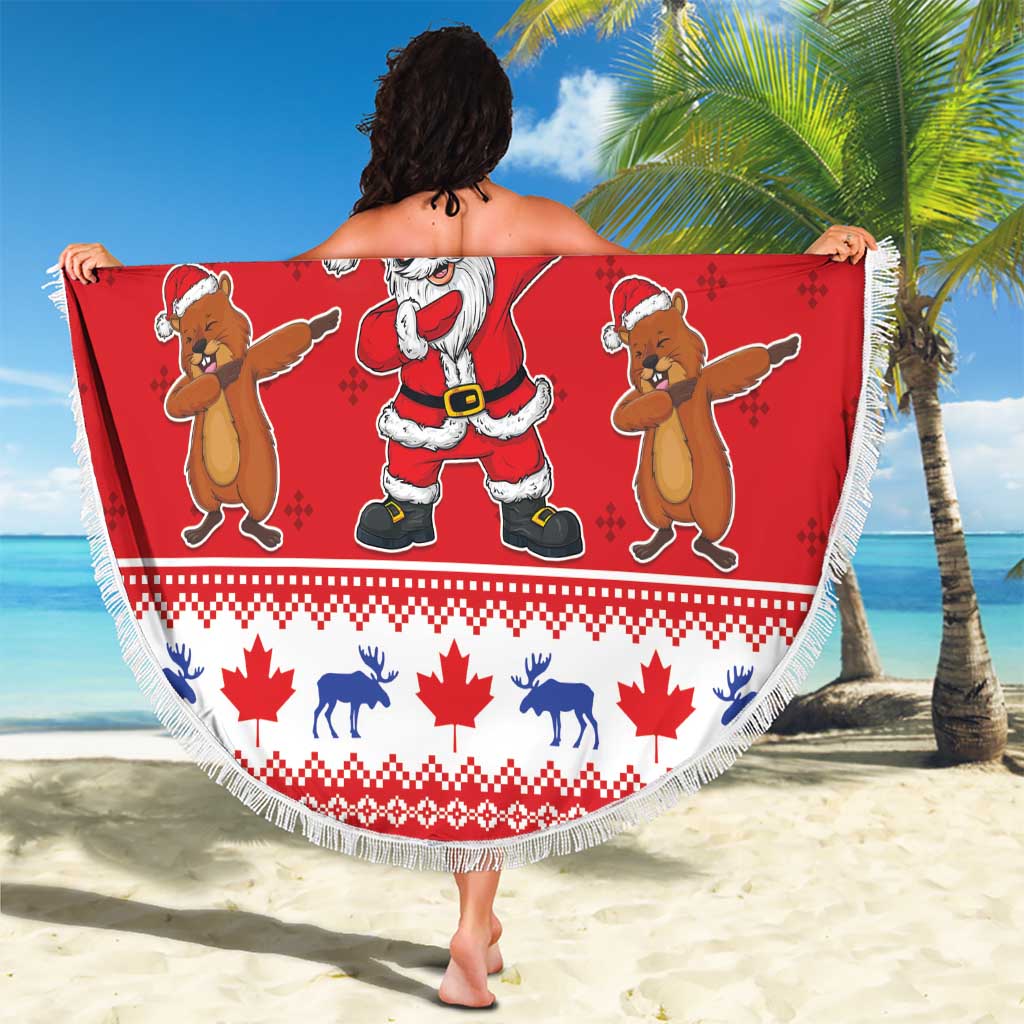 Canada Christmas Beach Blanket Dabbing Santa Groundhog Funny Style LT05 - Wonder Print Shop