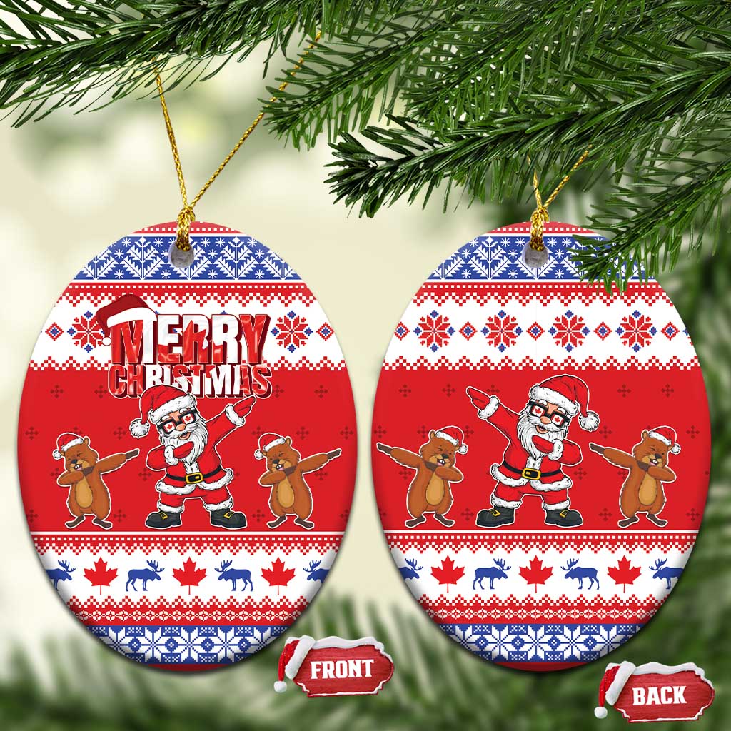 Canada Christmas Ceramic Ornament Dabbing Santa Groundhog Funny Style LT05 - Wonder Print Shop