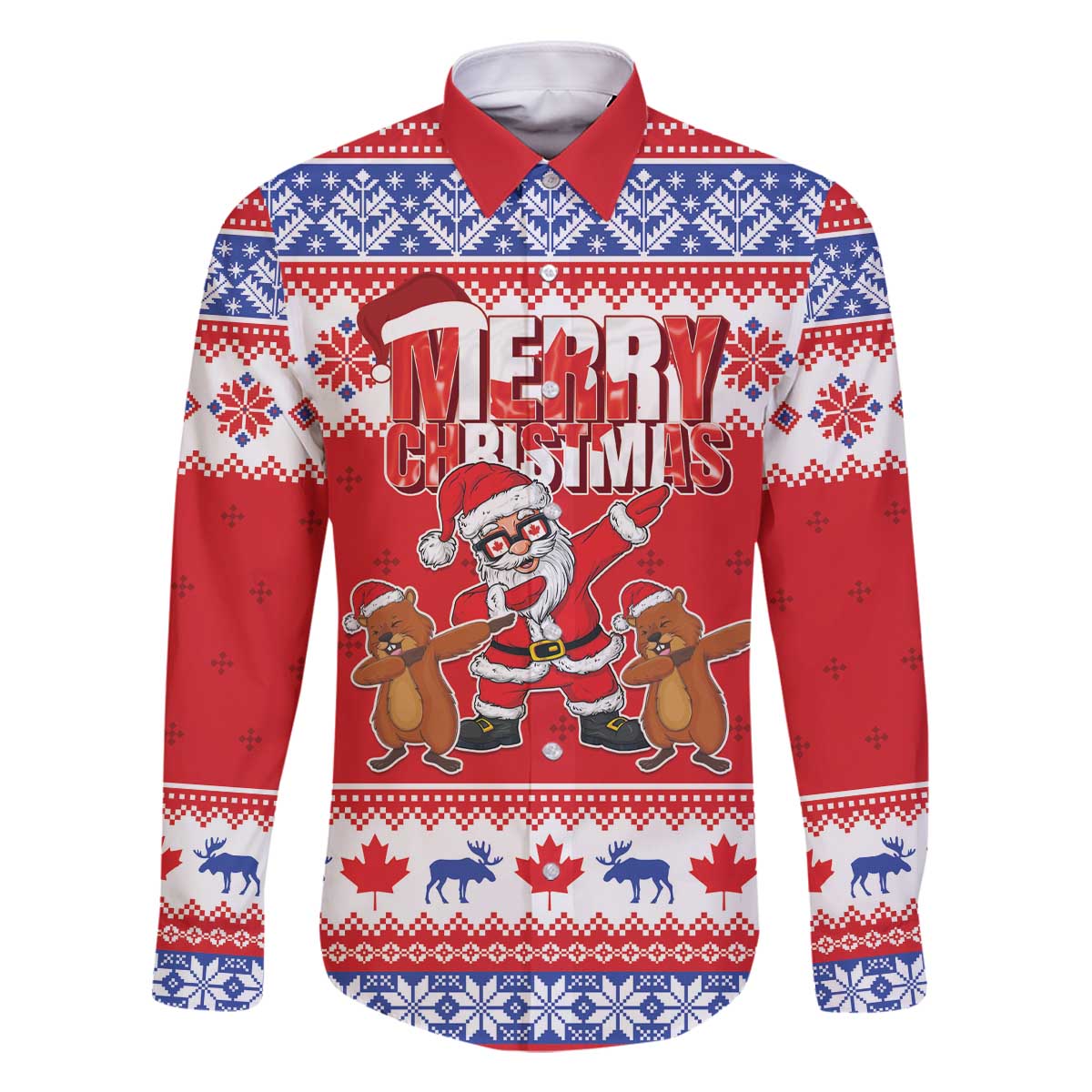 Canada Christmas Family Matching Off The Shoulder Long Sleeve Dress and Hawaiian Shirt Dabbing Santa Groundhog Funny Style LT05 - Wonder Print Shop