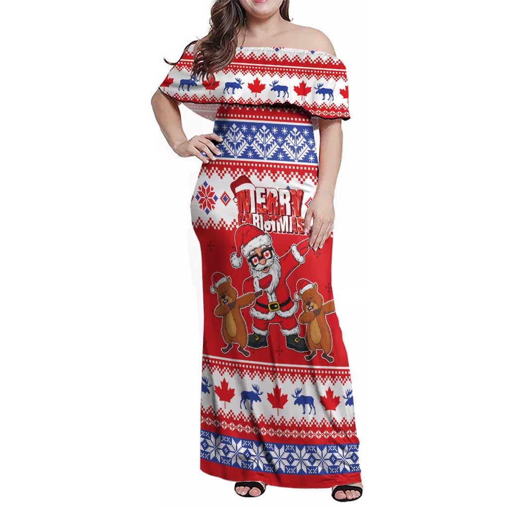 Canada Christmas Family Matching Off Shoulder Maxi Dress and Hawaiian Shirt Dabbing Santa Groundhog Funny Style LT05 - Wonder Print Shop