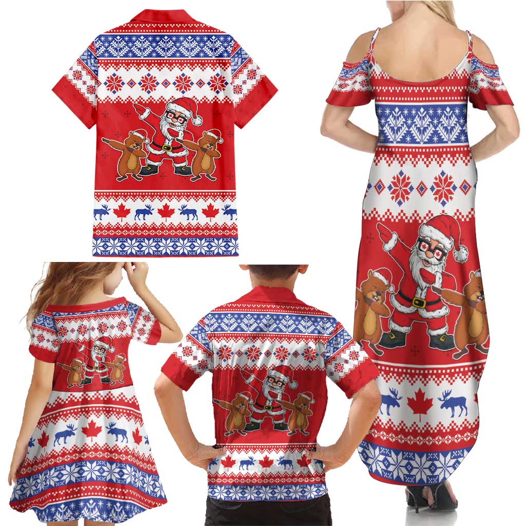 Canada Christmas Family Matching Summer Maxi Dress and Hawaiian Shirt Dabbing Santa Groundhog Funny Style LT05 - Wonder Print Shop
