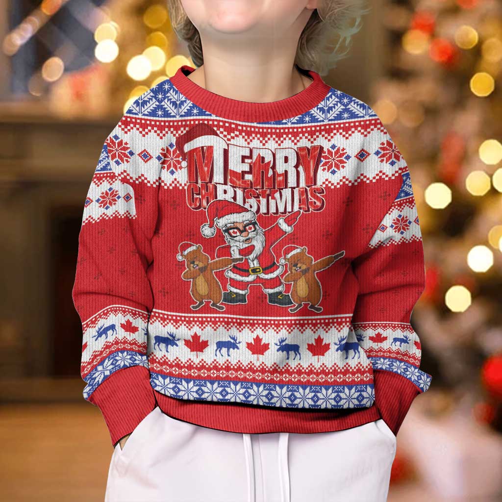 Canada Christmas Kid Ugly Christmas Sweater Dabbing Santa Groundhog Funny Style LT05 - Wonder Print Shop