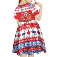 Canada Christmas Kid Short Sleeve Dress Dabbing Santa Groundhog Funny Style LT05 - Wonder Print Shop