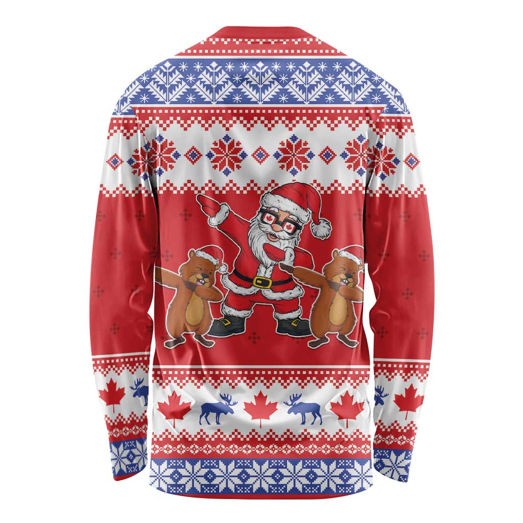 Canada Christmas Long Sleeve Shirt Dabbing Santa Groundhog Funny Style LT05 - Wonder Print Shop