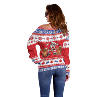 Canada Christmas Off Shoulder Sweater Dabbing Santa Groundhog Funny Style LT05 - Wonder Print Shop