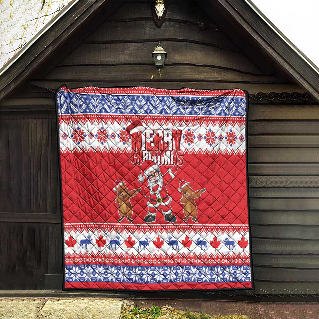 Canada Christmas Quilt Dabbing Santa Groundhog Funny Style LT05 - Wonder Print Shop