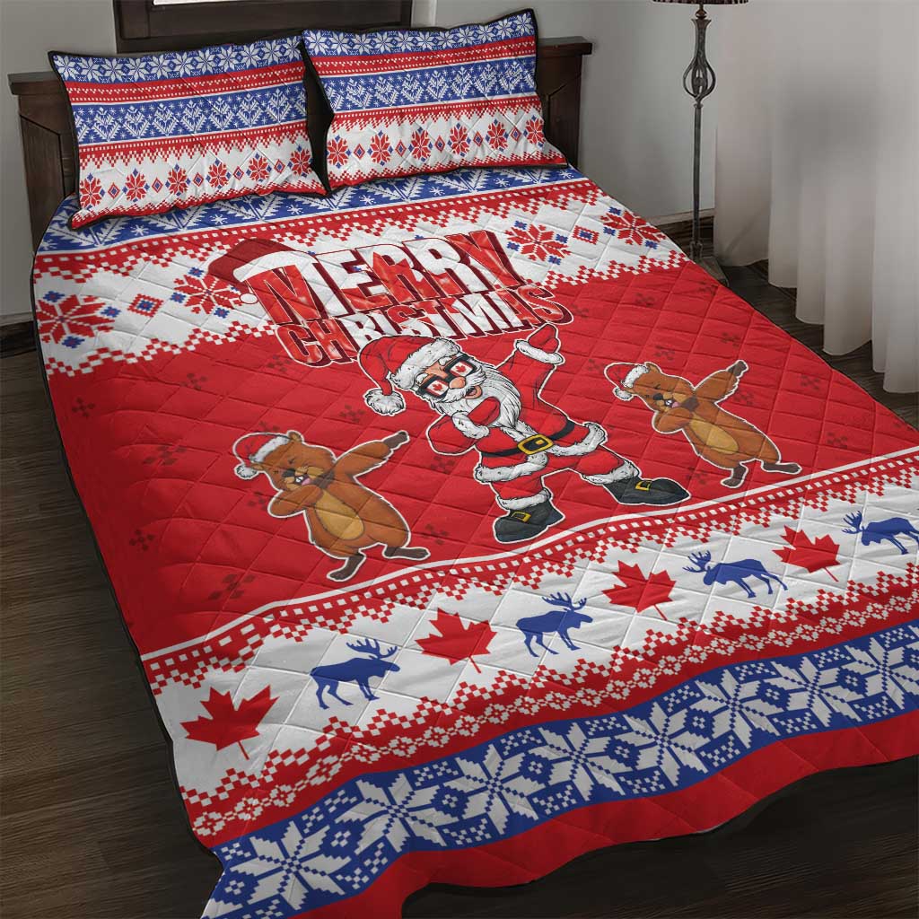 Canada Christmas Quilt Bed Set Dabbing Santa Groundhog Funny Style LT05 - Wonder Print Shop