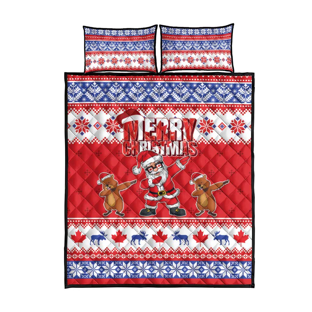 Canada Christmas Quilt Bed Set Dabbing Santa Groundhog Funny Style LT05 - Wonder Print Shop