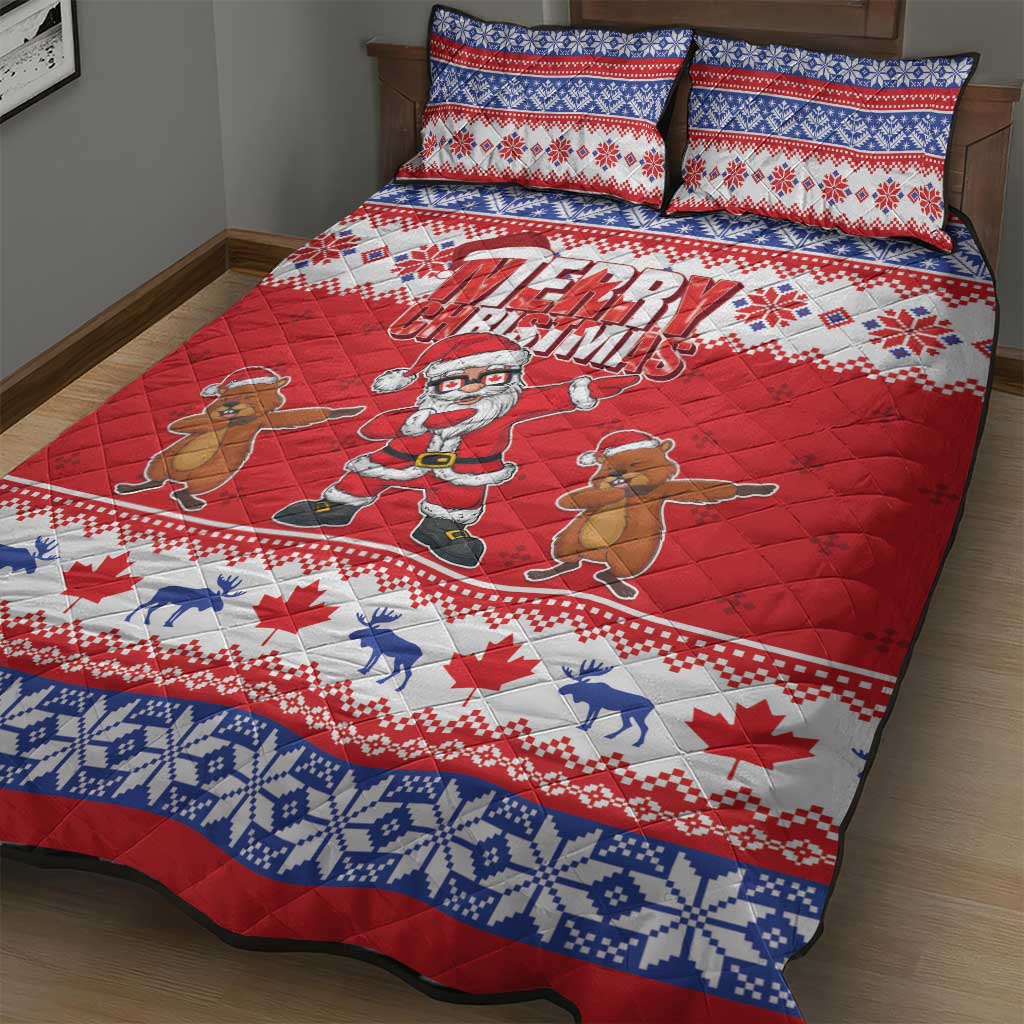 Canada Christmas Quilt Bed Set Dabbing Santa Groundhog Funny Style LT05 - Wonder Print Shop