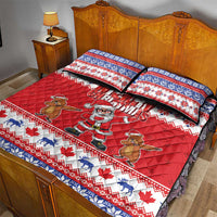 Canada Christmas Quilt Bed Set Dabbing Santa Groundhog Funny Style LT05 - Wonder Print Shop