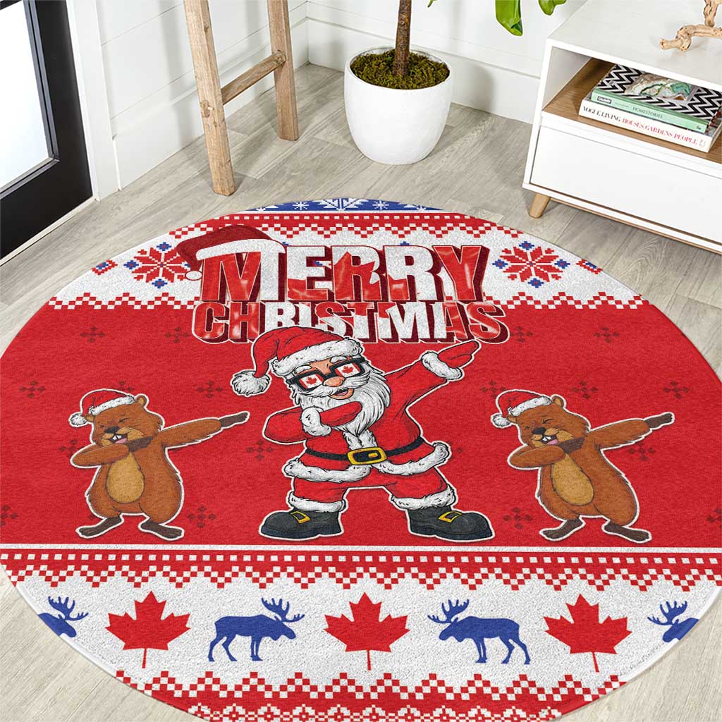 Canada Christmas Round Carpet Dabbing Santa Groundhog Funny Style