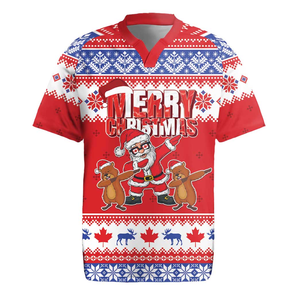 Canada Christmas Rugby Jersey Dabbing Santa Groundhog Funny Style LT05 - Wonder Print Shop