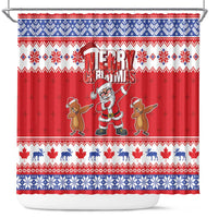 Canada Christmas Shower Curtain Dabbing Santa Groundhog Funny Style