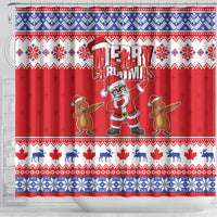 Canada Christmas Shower Curtain Dabbing Santa Groundhog Funny Style