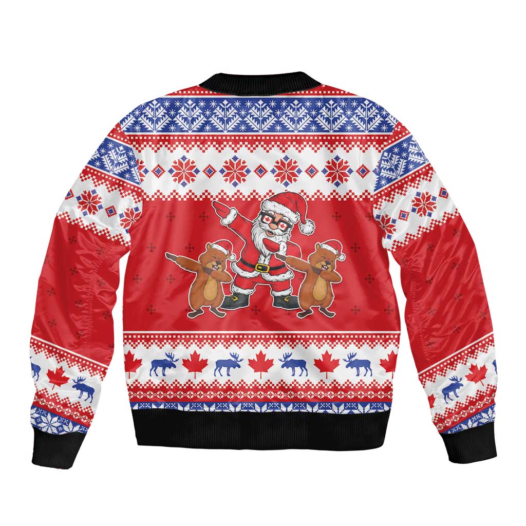 Canada Christmas Sleeve Zip Bomber Jacket Dabbing Santa Groundhog Funny Style LT05 - Wonder Print Shop