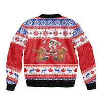 Canada Christmas Sleeve Zip Bomber Jacket Dabbing Santa Groundhog Funny Style LT05 - Wonder Print Shop