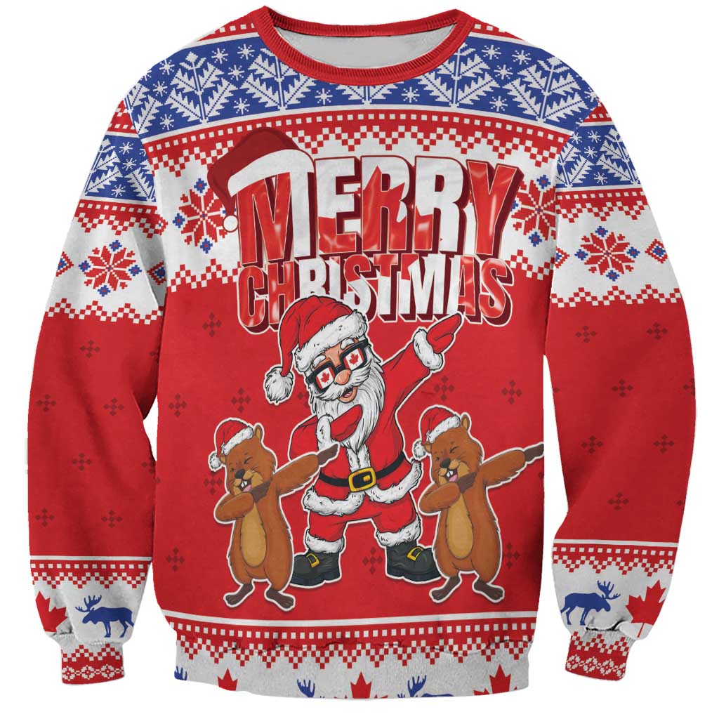 Canada Christmas Sweatshirt Dabbing Santa Groundhog Funny Style LT05 - Wonder Print Shop
