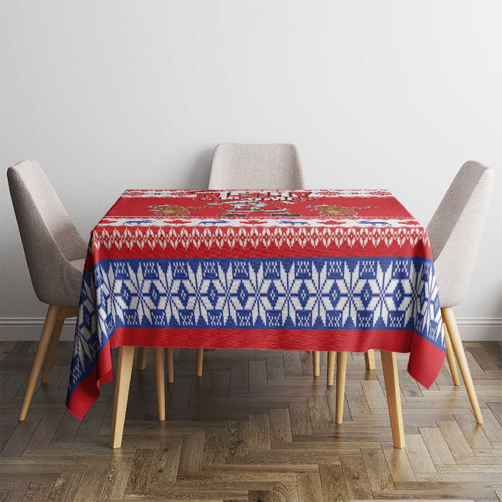 Canada Christmas Tablecloth Dabbing Santa Groundhog Funny Style LT05 - Wonder Print Shop