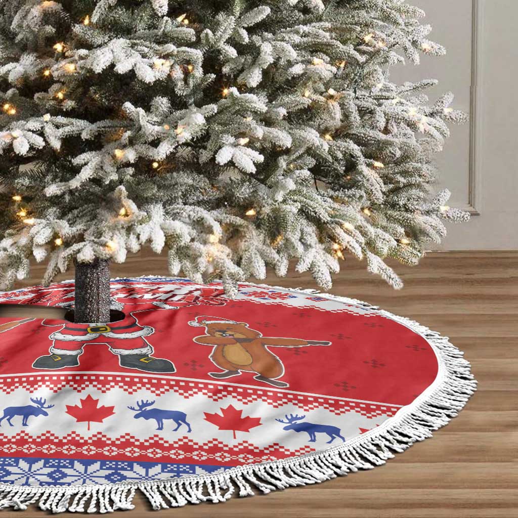 Canada Christmas Tree Skirt Dabbing Santa Groundhog Funny Style LT05 - Wonder Print Shop