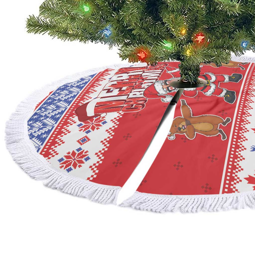 Canada Christmas Tree Skirt Dabbing Santa Groundhog Funny Style LT05 - Wonder Print Shop