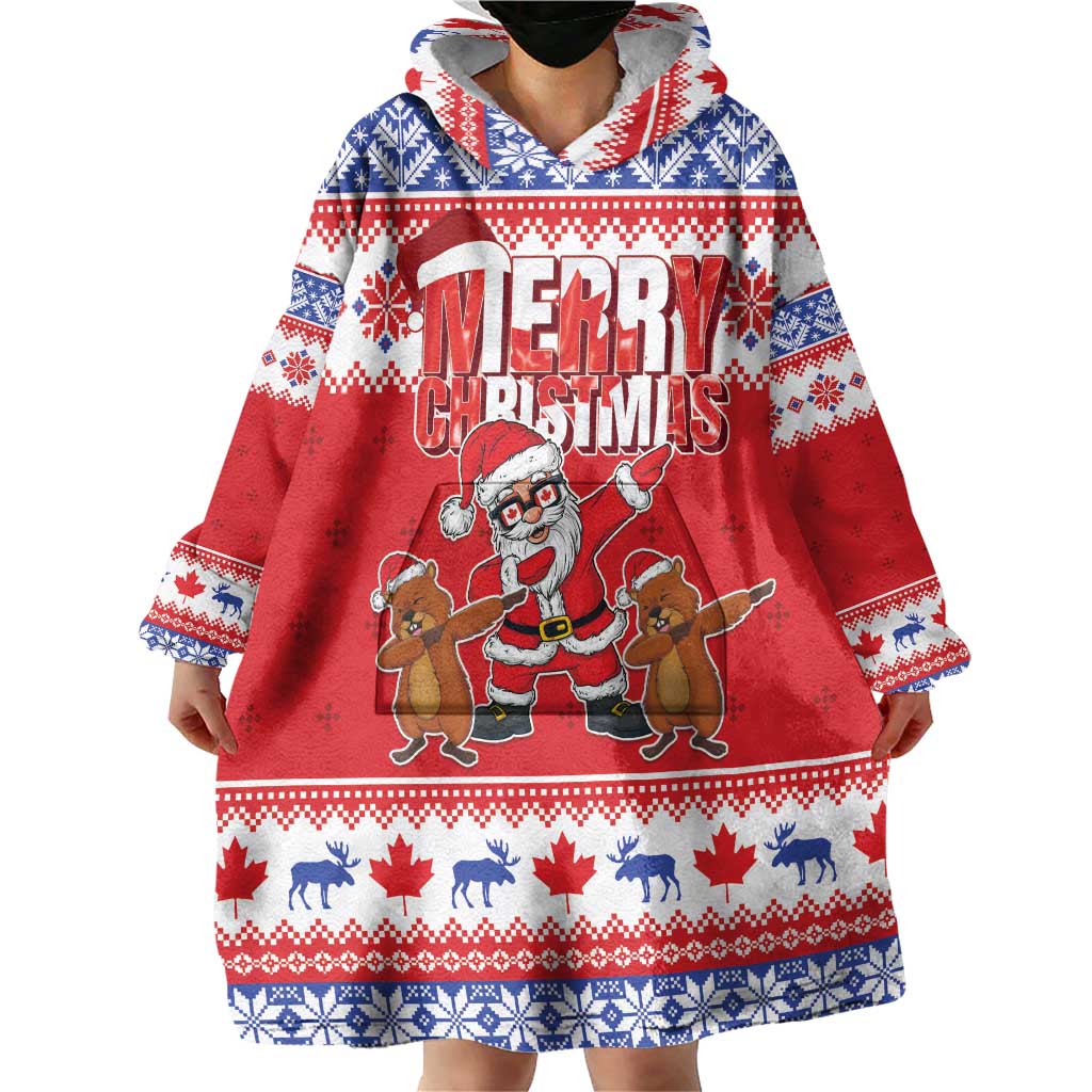 Canada Christmas Wearable Blanket Hoodie Dabbing Santa Groundhog Funny Style LT05 - Wonder Print Shop