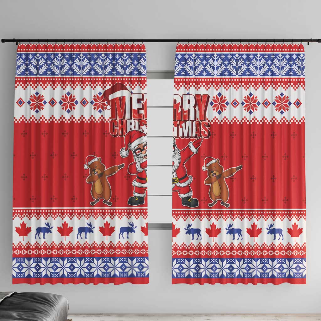 Canada Christmas Window Curtain Dabbing Santa Groundhog Funny Style LT05 - Wonder Print Shop