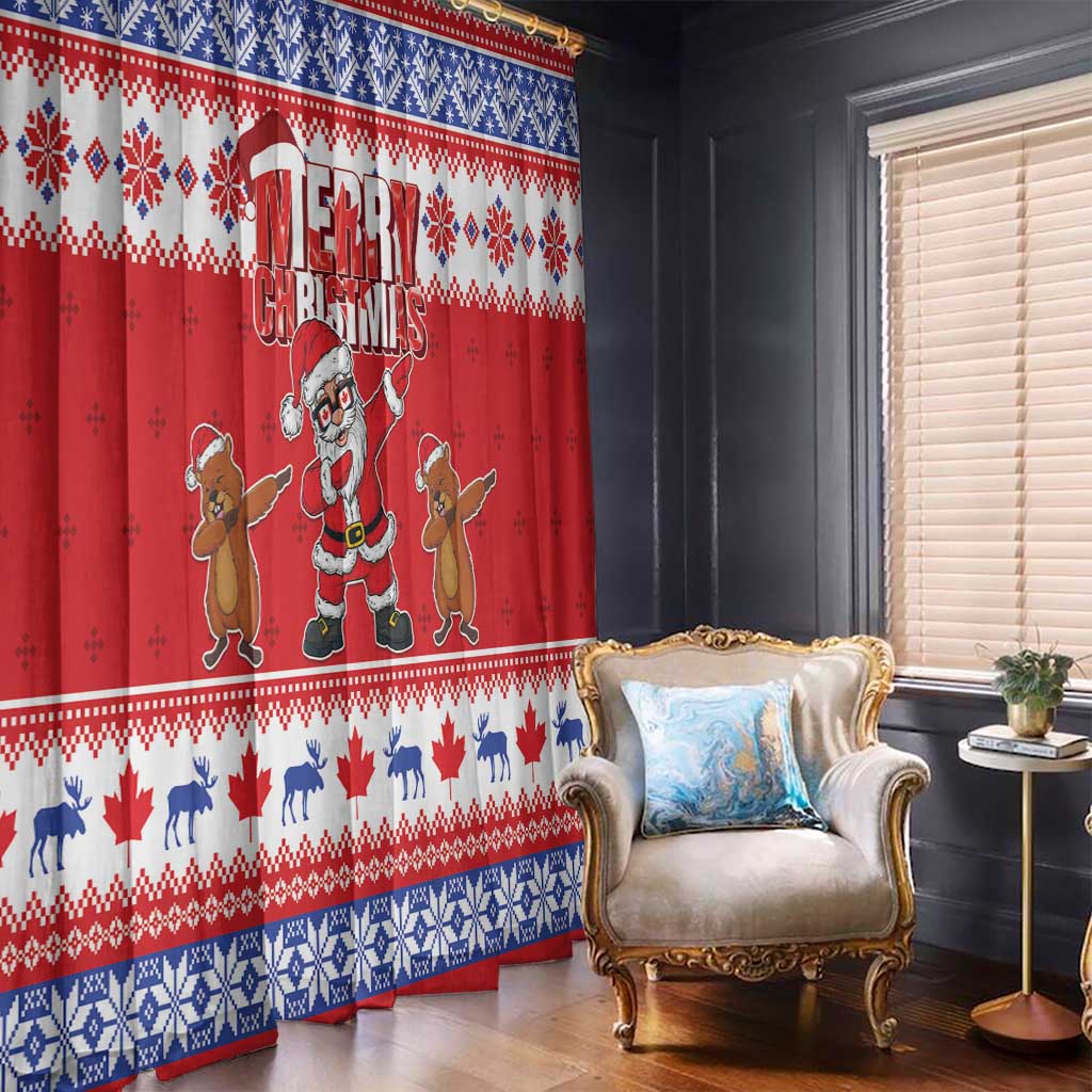 Canada Christmas Window Curtain Dabbing Santa Groundhog Funny Style LT05 - Wonder Print Shop