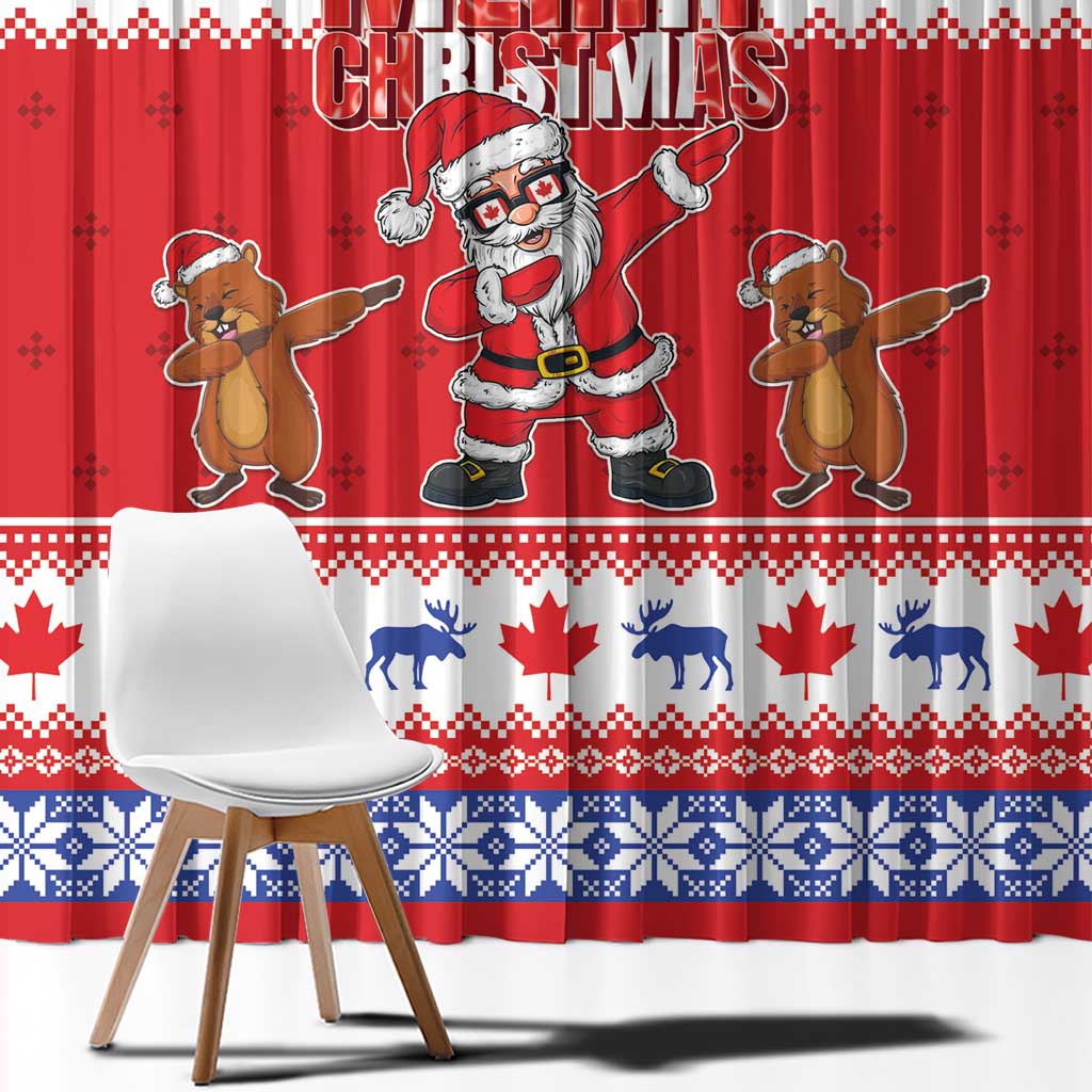Canada Christmas Window Curtain Dabbing Santa Groundhog Funny Style LT05 - Wonder Print Shop