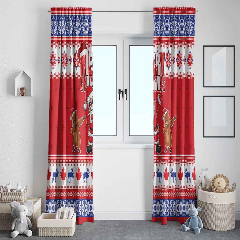 Canada Christmas Window Curtain Dabbing Santa Groundhog Funny Style LT05 - Wonder Print Shop
