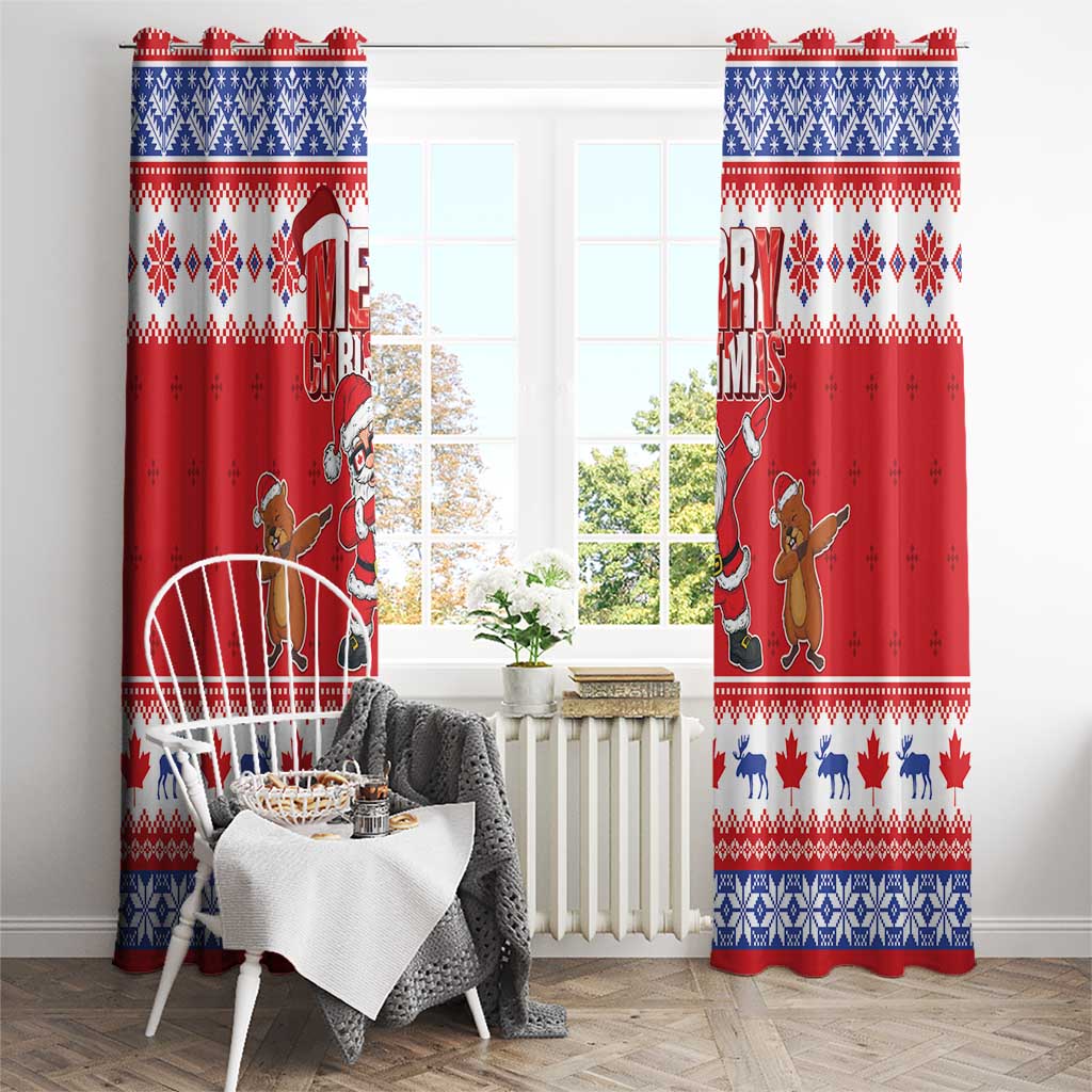 Canada Christmas Window Curtain Dabbing Santa Groundhog Funny Style LT05 - Wonder Print Shop
